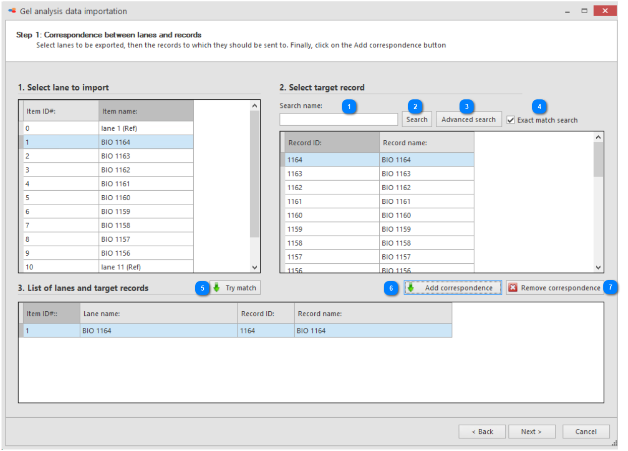 Export profiles to BioloMICS database